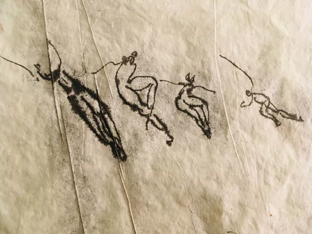Atelier de danse libre. Illustration de danseur en mouvement par Véronique Matteudi